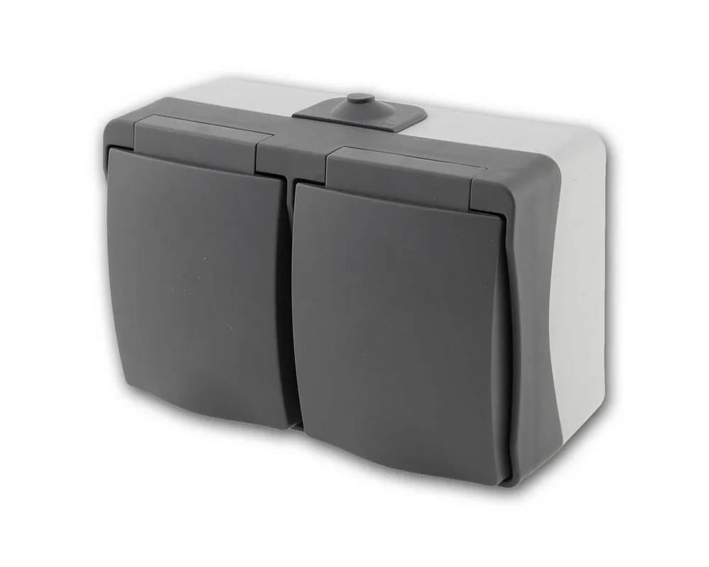 ChiliTec Aufputz-Steckdose NUQUI Feuchtraum 2-fach Steckdose horizonta IP54