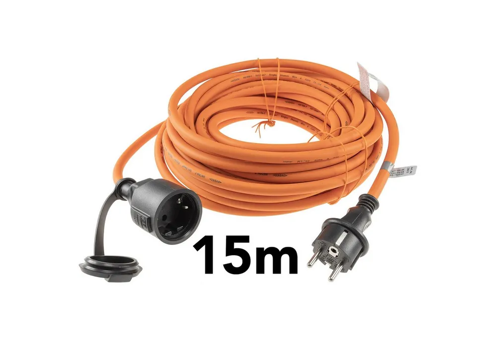 ChiliTec CHILITEC Gummi Schutzkontaktverlängerung, IP44, 15 m, orange Verlängerungskabel