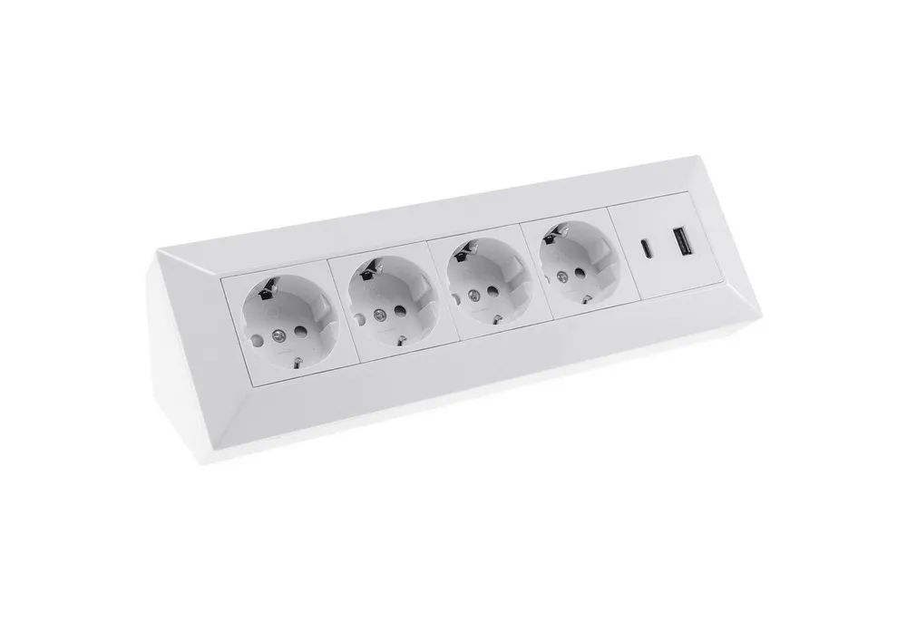 ChiliTec CHILITEC Steckdosenblock 23788, 4-fach, USB-A+C, 250V/16A, weiß Mehrfachsteckdose