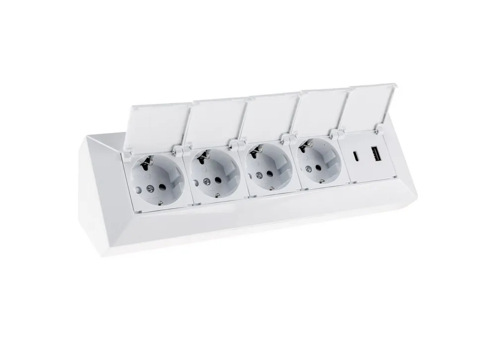 ChiliTec CHILITEC Steckdosenblock 23960, 4-fach, mit Schutzklappen, USB-A+C Steckdosenleiste