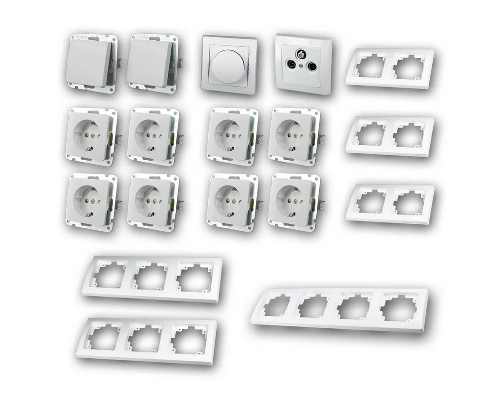 ChiliTec DELPHI Set "Wohnlandschaft Dimmer", 20-teilig, wei Unterputzschalter