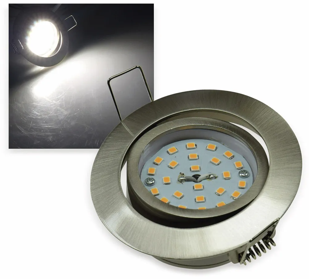 CHILITEC LED-Einbauleuchte "Flat-32" EEK F, 5 W, 590 lm, 4000 K, Edelstahl