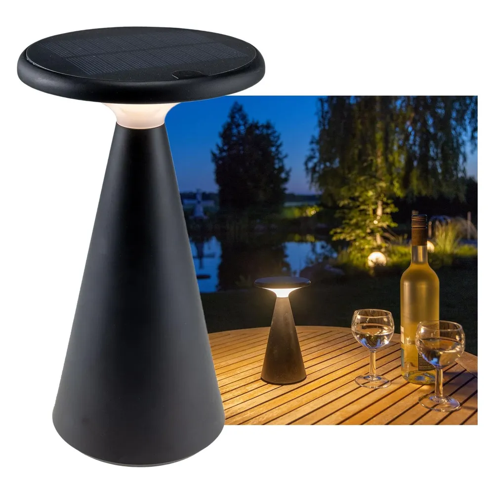 CHILITEC LED Solar Tischleuchte Foco Sol, 2700K, dimmbar, schwarz