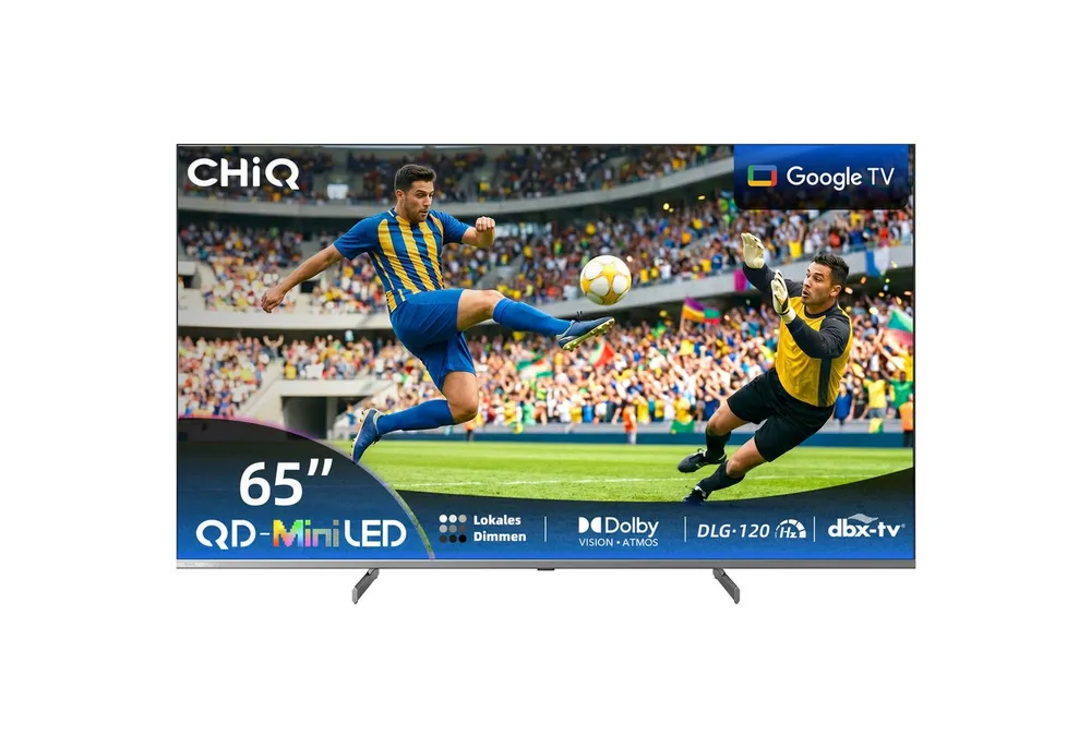 CHiQ M65QN9G QLED Mini LED-Fernseher (164 cm/65 Zoll, 4K Ultra HD, 4K UHD TV, Smart-TV, Google TV, Mini LED TV, DLG 120Hz, 4K Dolby Vision, Unterstützt Apple AirPlay)