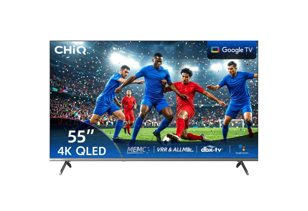 CHiQ U55QST QLED-Fernseher (139 cm/55 Zoll, 4K Ultra HD, 4k UHD TV, Smart-TV, QLED TV, QLED Fernseher, Google TV, Inkl. Streaming Content, Kompatibel mit Apple AirPlay, Google TV)