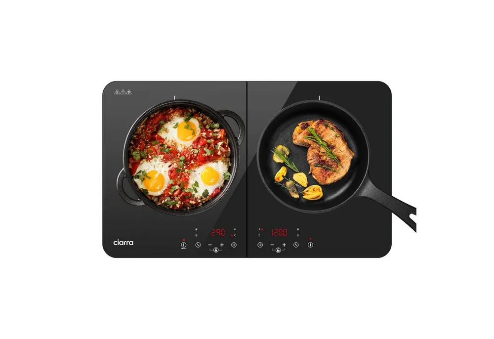 CIARRA Doppel-Induktionskochplatte 60cm Induktionskochfled CBTIH2, Touch Bedienung 9 Stufen Timer