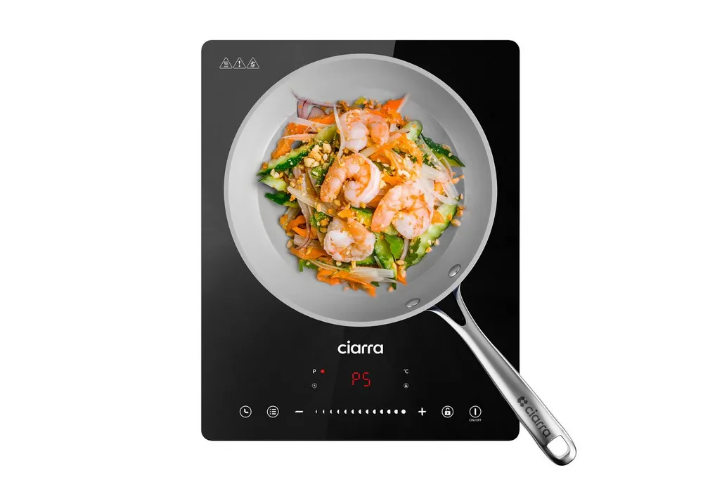 CIARRA Einzel-Induktionskochplatte 30cm Induktionskochfled CBTIH1, Induktionskochfeld 1 Platte 2000W Einzelkochplatte Touch-Control