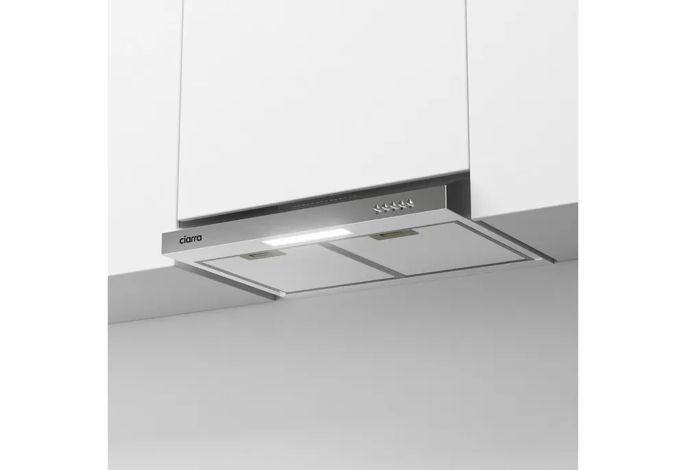 CIARRA Unterbauhaube 60 cm A+ 220 m³/h Abluft & Umluft 3 Stufen LED leise VMS6903DS 60 cm A+ 220 m³/h Abluft & Umluft 3 Stufen LED leise VMS6903DS, Leise Abzugshaube Edelstahl, Aluminium- & Kohlenfilter LED, 61 dB