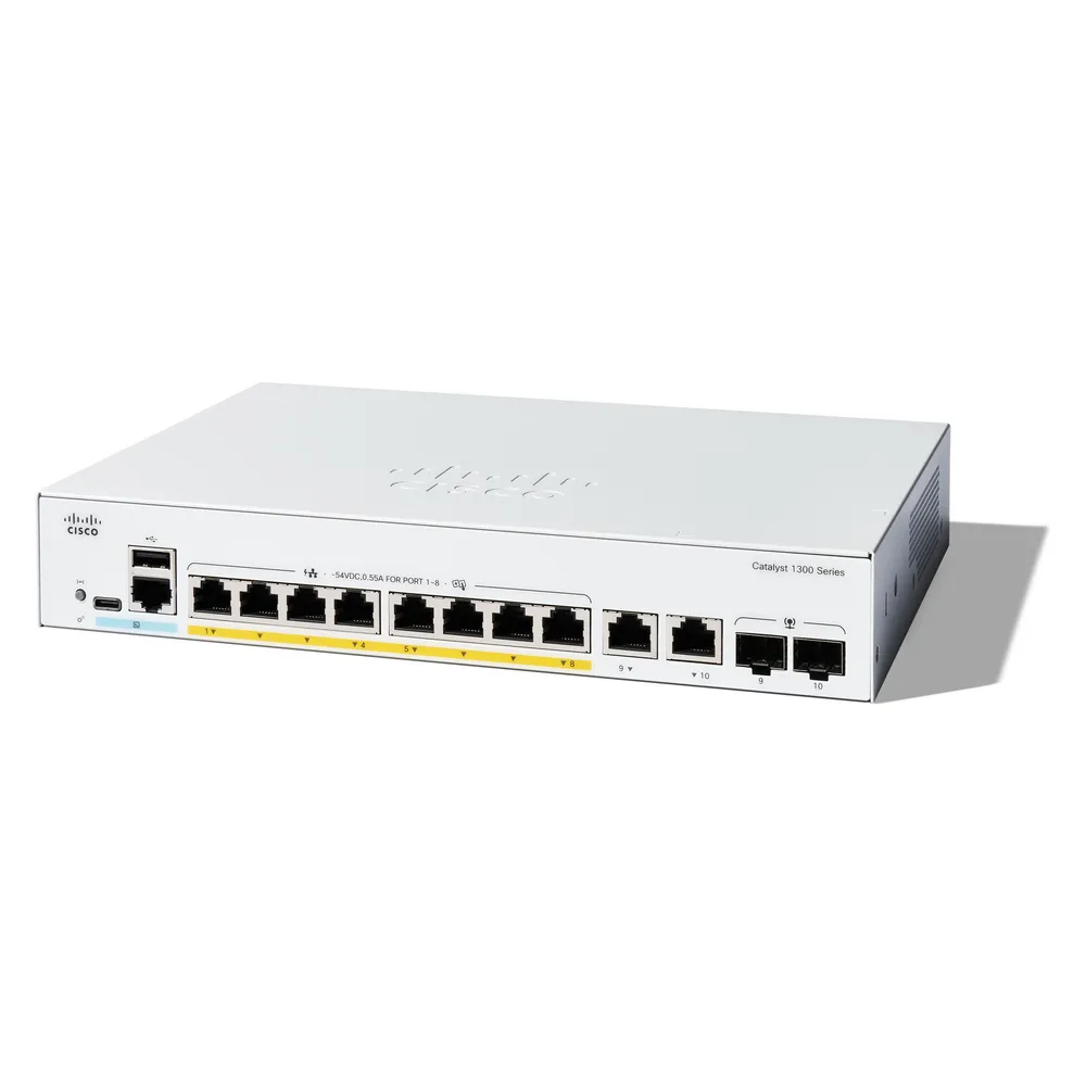 Switch Cisco Catalyst 1300 Managed L2 8x Gigabit Ethernet PoE+ 2x SFP Rackmontage