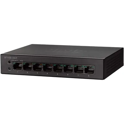 Cisco Small Business SF110D-08 Unmanaged L2 Fast Ethernet (10/100) Schwarz