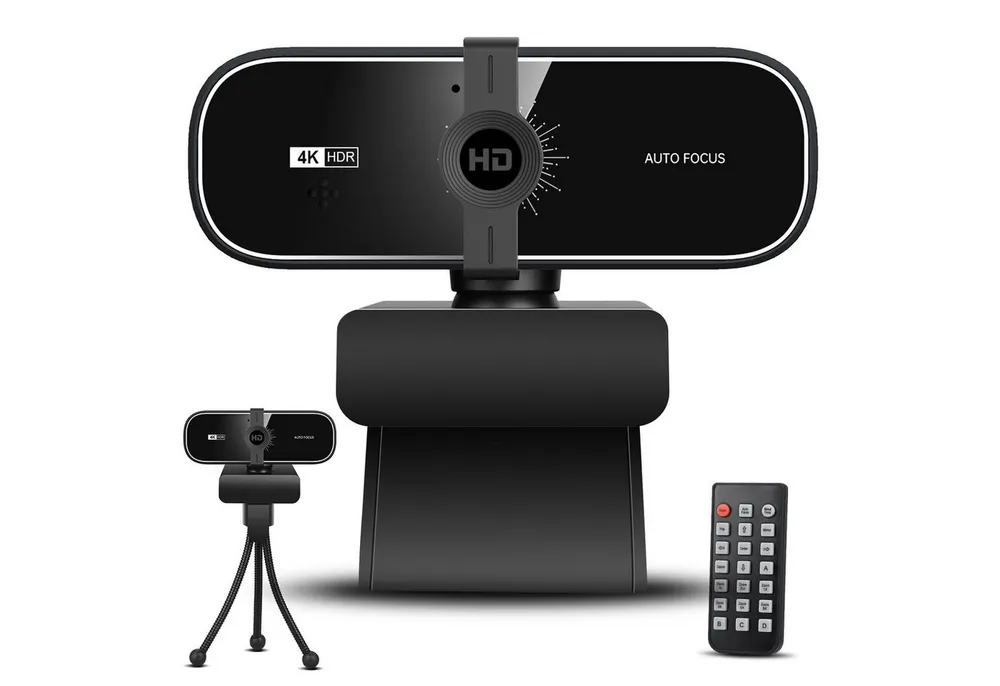 CkeyiN Pro 4K UHD Webcam für PC,Zwei Mikrofone,Plug & Play,PC Webcam (9x opt. Zoom, Mit Stativ, Externe Sichtschutzabdeckung, Kommt mit Fernbedienung)