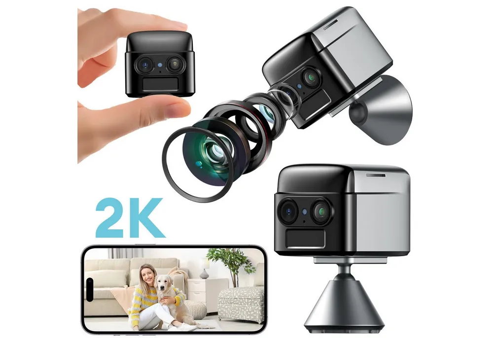 CkeyiN Pro Überwachungskamera Innenbereich,2K Mini Kamera kabellos mit Nachtsicht & AI-Alarm (Innenbereich, Bewegungserkennung,2-Wege-Audio, Unterstützung für die Anzeige durch mehrere Personen)