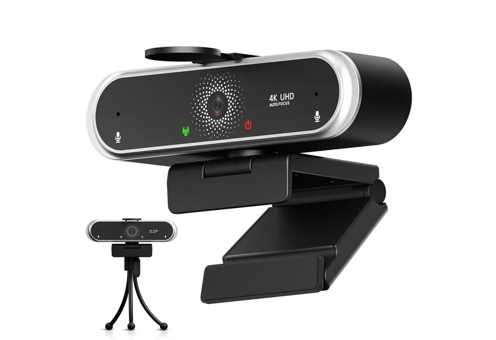CkeyiN Pro Webcam 4K,PC Kamera mit Objektivabdeckung,75°FOV,Autofokus Webcam (Zwei Mikrofone mit Geräuschunterdrückung,360°-Drehung, 180° verstellbarer Ständer,für PC/Laptop/Windows/Mac)