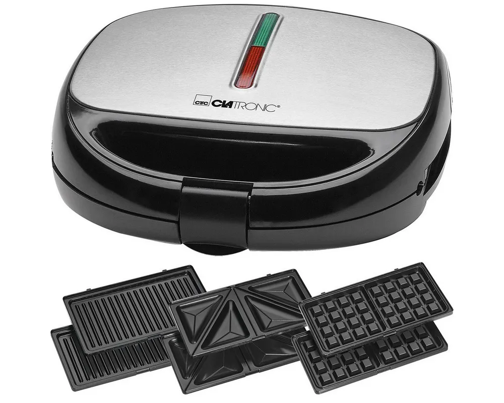 CLATRONIC 2-in-1-Sandwichmaker ST/WA 3670, 3in1 Sandwichtoaster, Waffeleisen und Kontaktgrill
