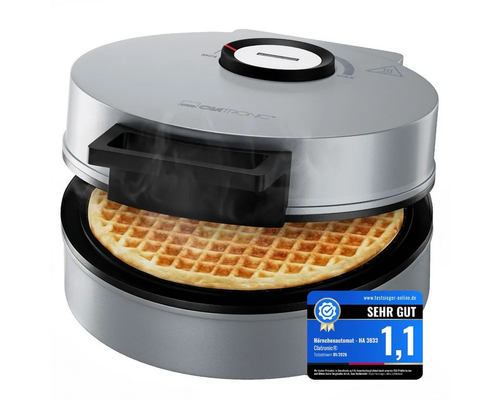CLATRONIC Waffeleisen HA 3833, Hörncheneisen, Antihaft, inkl. Kegel