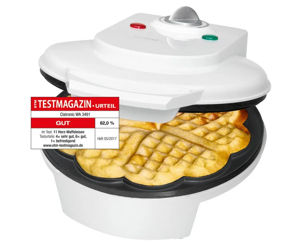 CLATRONIC Waffeleisen WA 3491, Waffeleisen, 2 große Backflächen
