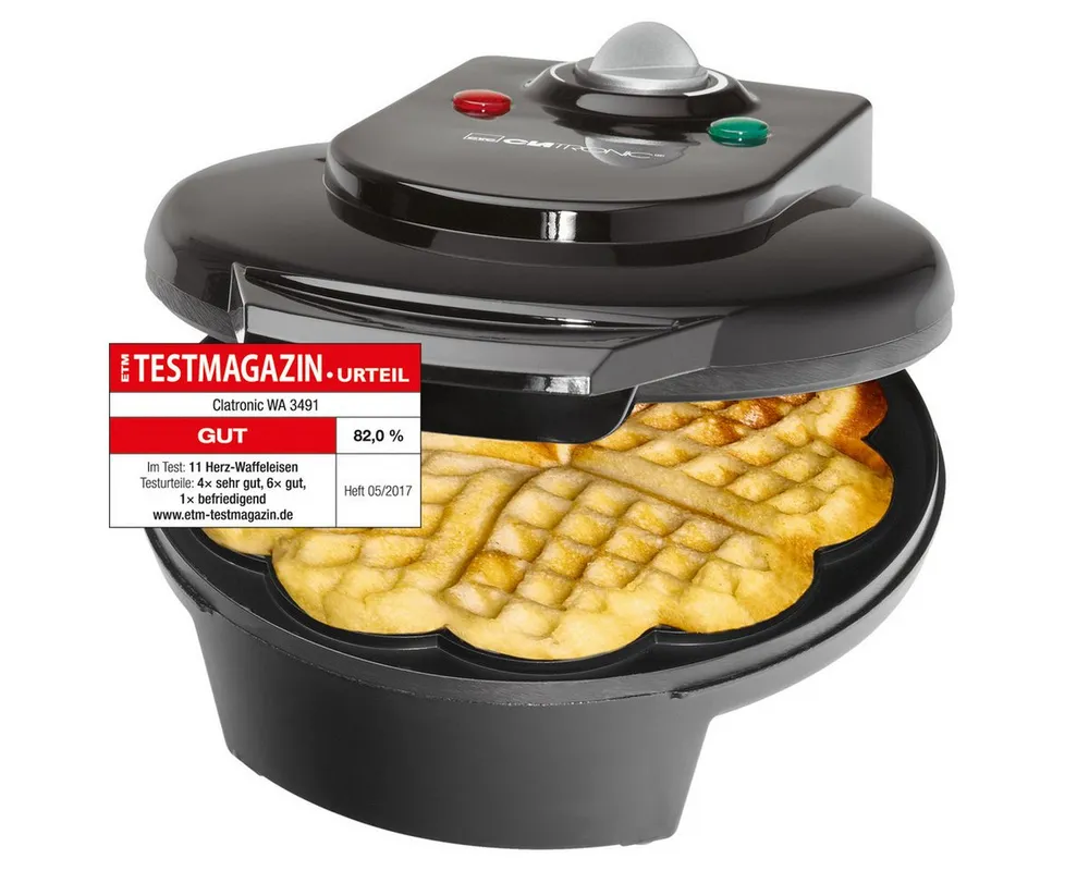 CLATRONIC Waffeleisen WA 3491, Waffeleisen, 2 große Backflächen