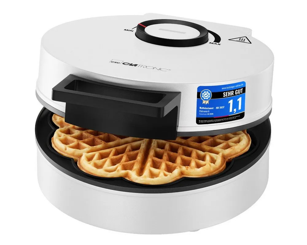 CLATRONIC Waffeleisen WA 3832, Waffeleisen Herzform, Antihaftbeschichtung, 1200W
