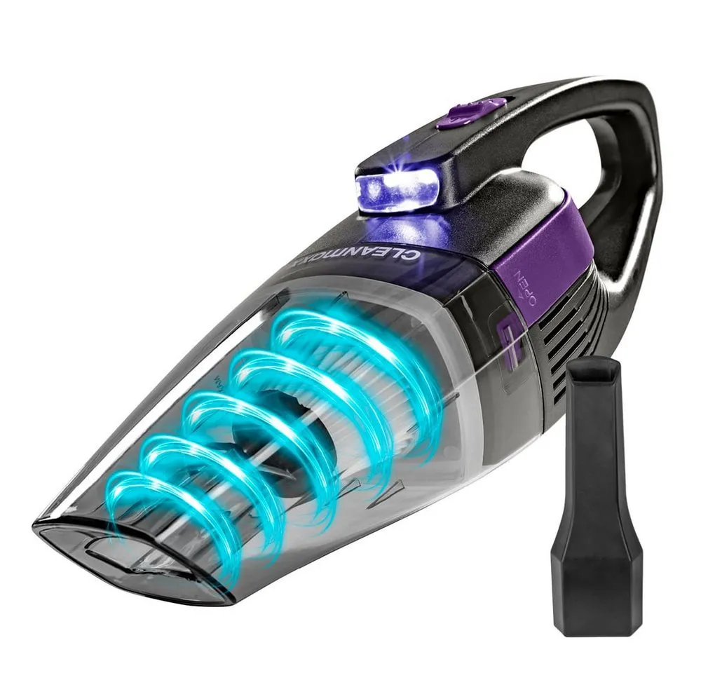 CLEANmaxx Akku-Handstaubsauger kabel- & beutellos - mit EPA-Filter & LED-Licht, beutellos, 2000 mAh, USB aufladbar, tragbar leicht ideal für das Auto geeignet