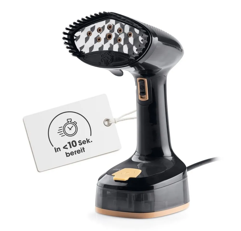 CLEANmaxx Dampfbürste faltbar 1600W schwarz 165ml Tank, 1600 W, Dampfglätter für Kleidung, Mit 2in1 Funktion