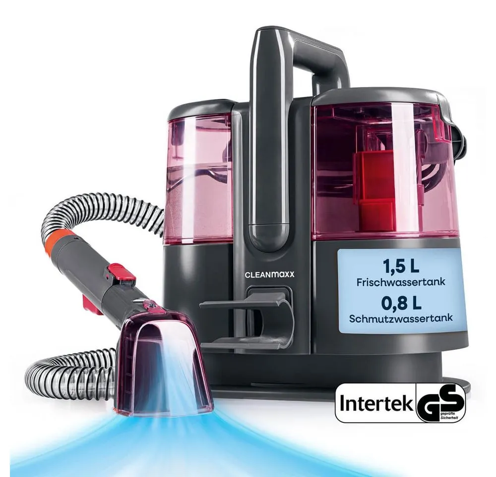 CLEANmaxx Teppichreinigungsgerät Polster und Teppichreiniger Pro Power, 600W, 600 W, 3in1: sprühen, bürsten, saugen mit Frisch- & Brauchwassertank