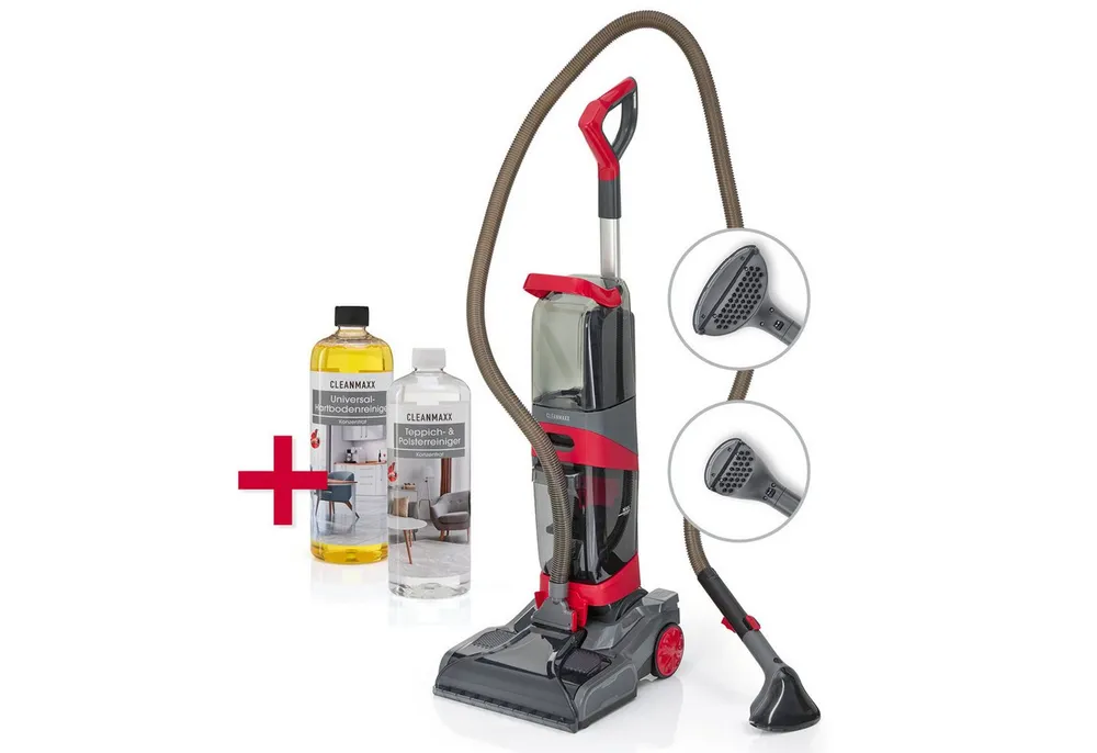 CLEANmaxx Teppichreinigungsgerät Teppichreiniger Professional mit Vibrations- und Seitenbürsten, 800 W, mit Beutel, Intensive Reinigung mit Vibration Teppichreinigung Polster