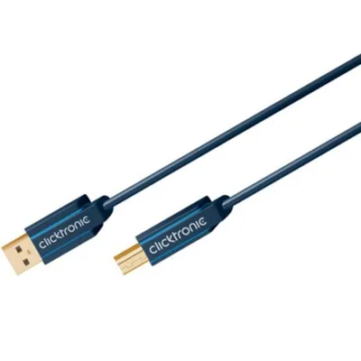 USB-Kabel Clicktronic 70096 1,8 m USB 2.0 A auf B Goldkontakte Blau