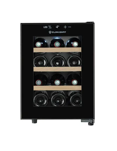 CLIMADIFF Weintemperierschrank CUVEE12, für 12 Standardflaschen á 0,75l,Ultra-Leise, sehr kompakt
