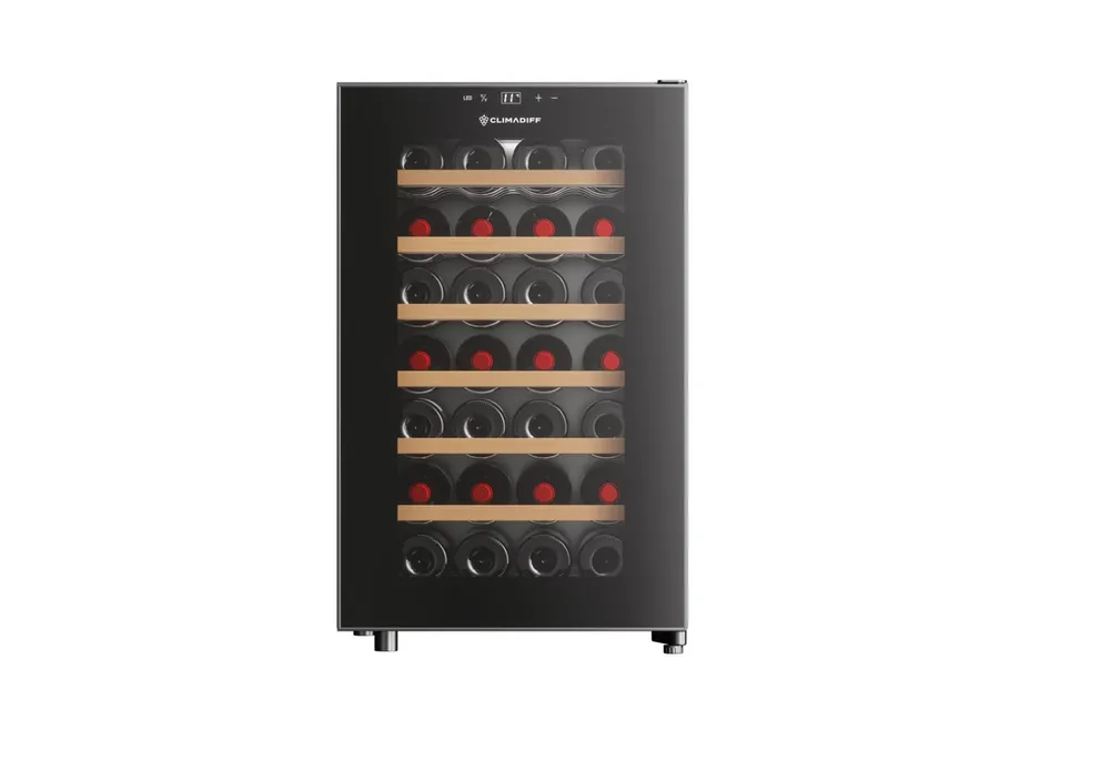 CLIMADIFF Weintemperierschrank CUVEE28, für 28 Standardflaschen á 0,75l,Ultra-Leise, sehr kompakt