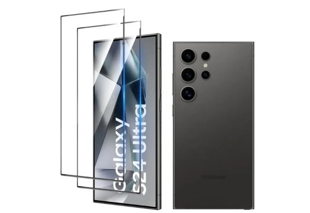 CLM-Tech Displayschutzfolie 2x für Samsung Galaxy S24 Ultra, Panzerglas Folie - Anti-Fingerabdruck und kratzfest -, 2 Stück, Kristallklar