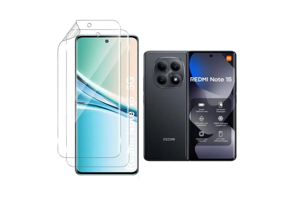 CLM-Tech Displayschutzfolie 2X für Xiaomi Redmi Note 15 5G 6,77 Zoll, TPU Folie - Anti-Fingerabdruck und kratzfest -, 2 Stück, Anti-Fingerabdruck