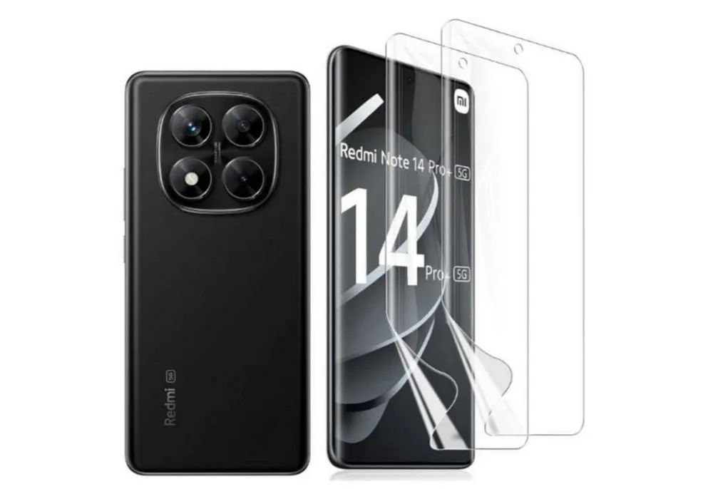 CLM-Tech Displayschutzfolie 2x Schutzfolie für Xiaomi Redmi Note 14 Pro 5G Folie kristallklar für Xiaomi Redmi Note 14 Pro 5G / Redmi Note 14 Pro Plus 5G, TPU Folie - Anti-Fingerabdruck und kratzfest -, 2 Stück, Kristallklar