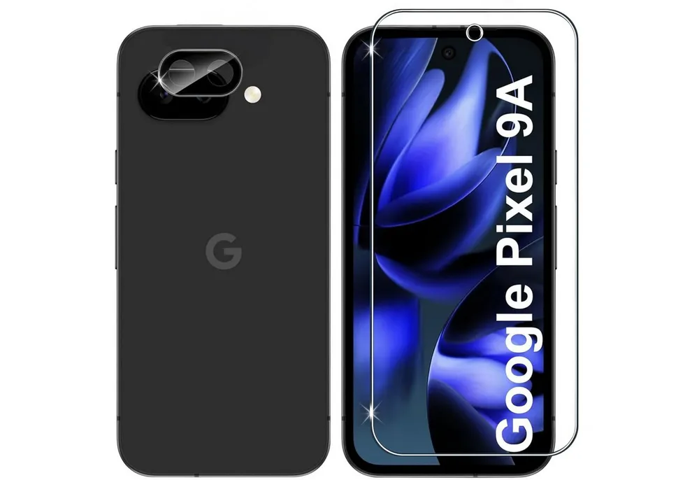 CLM-Tech Displayschutzglas 1X Schutzfolie für Google Pixel 9a Panzerfolie 1X Kameraschutz für Google Pixel 9a, 2er Set Kameraglas Panzerglas Displayschutz 9H Glas, 2 Stück, Unterstützt Fingerabdruck-ID