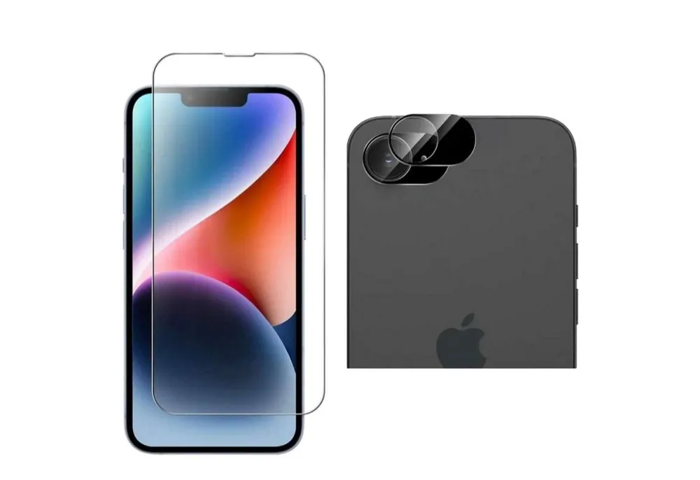 CLM-Tech Displayschutzglas 1X Schutzfolie für iPhone 16e Panzerfolie 1X Kameraschutz für iPhone 16e, 2er Set Kameraglas Panzerglas Displayschutz 9H Glas Folie, 2 Stück, Anti-Fingerabdruck und blasenfrei Anbringung