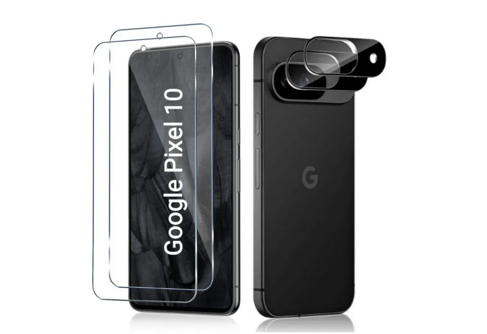 CLM-Tech Displayschutzglas 2X für Google Pixel 10 6,3 Zoll, Panzerfolie 2X Kameraschutz 4er Set Kameraglas Panzerglas 9H Glas Folie, 4 Stück, Anti-Fingerabdruck und blasenfreie Anbringung