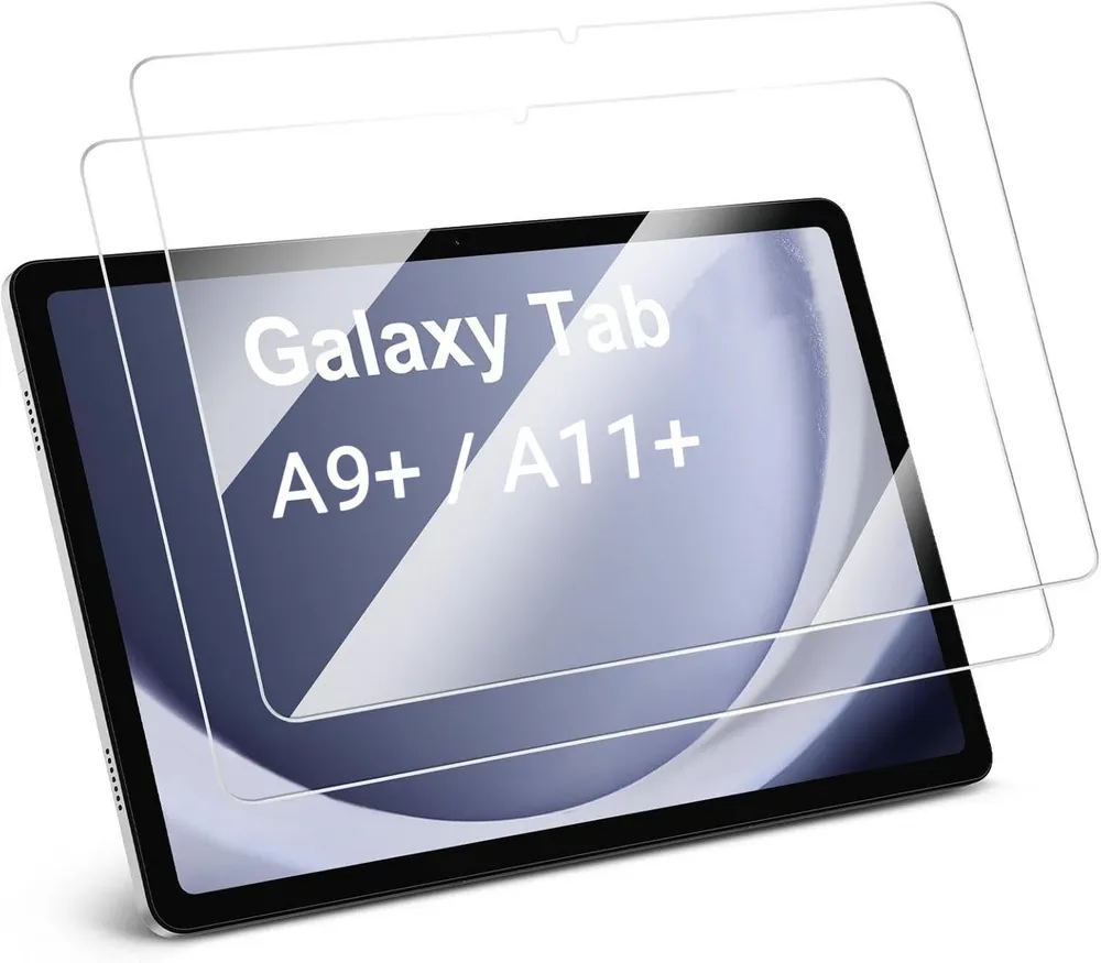 CLM-Tech Displayschutzglas 2x für Samsung Galaxy Tab A11+ / A9+, Panzerglas Folie - Anti-Fingerabdruck und kratzfest -, 2 Stück, Kristallklar