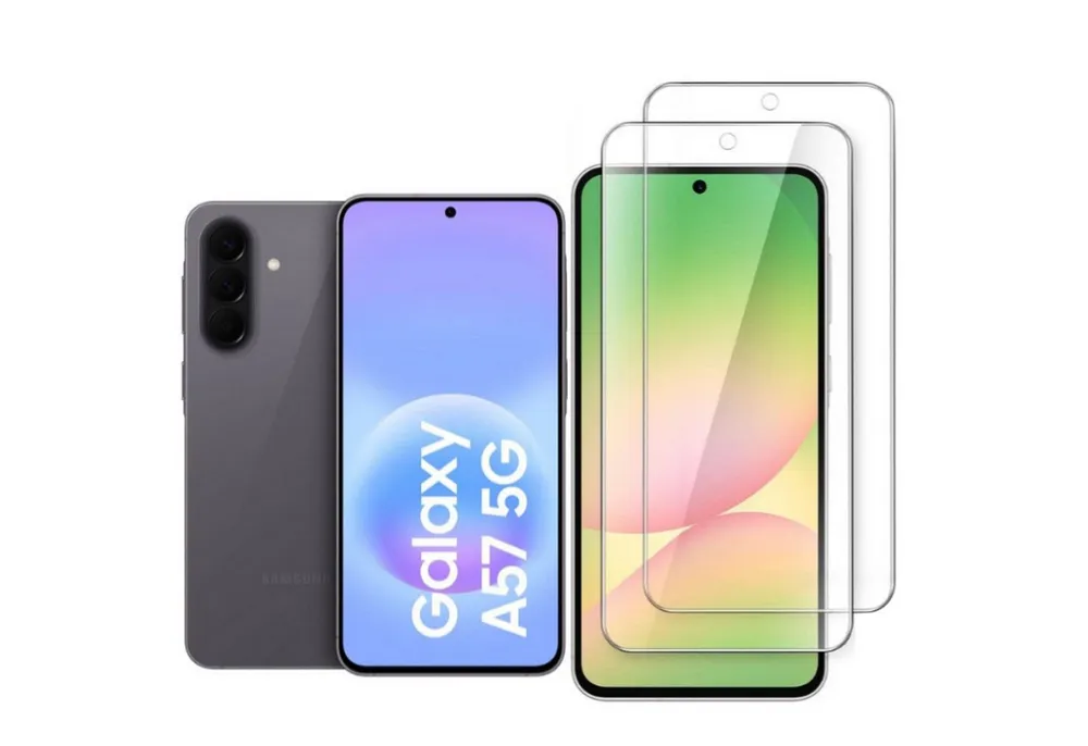 CLM-Tech Displayschutzglas 2X für Samsung Galaxy A57 5G, Panzerglas Folie - Blasenfreie Anbringung und kratzfest, 2 Stück, Anti-Fingerabdruck