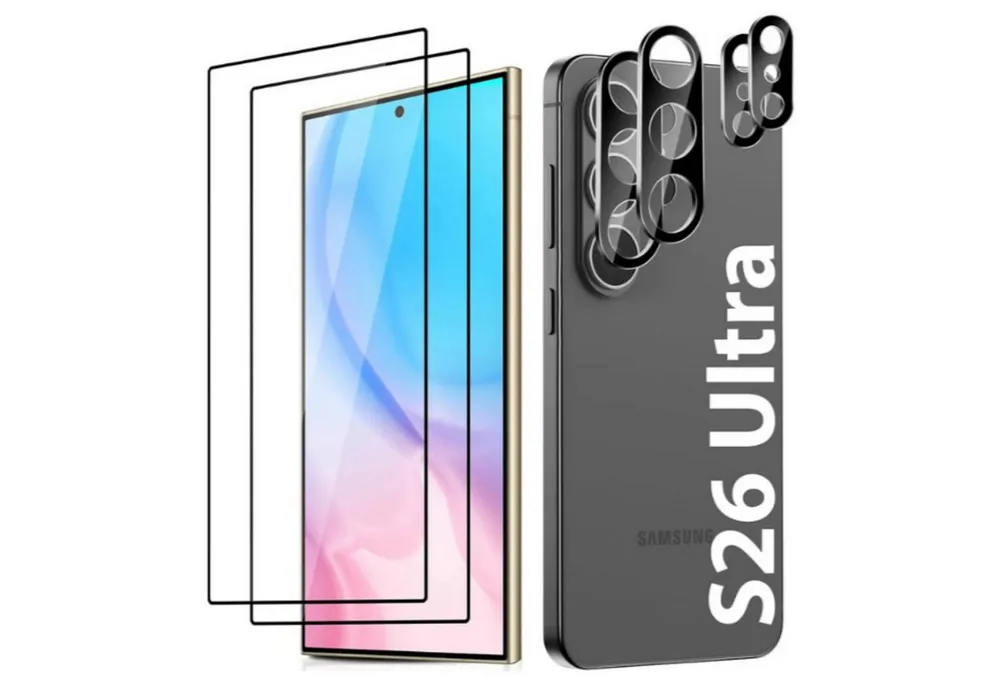 CLM-Tech Displayschutzglas 2X für Samsung Galaxy S26 Ultra 6,9 Zoll, - 2x Panzerfolie und 2x Kameraschutz 9H Panzerglas, 4 Stück, Anti-Fingerabdruck und blasenfreie Anbringung