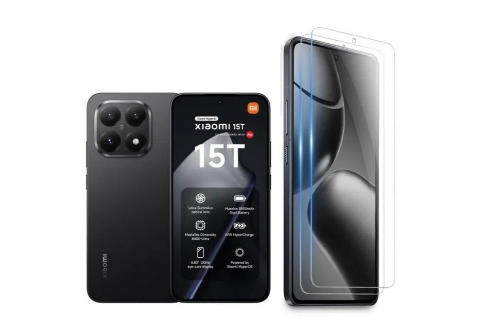 CLM-Tech Displayschutzglas 2X für Xiaomi 15T / Xiaomi 15T Pro, Panzerglas Folie - Blasenfreie Anbringung und kratzfest -, 2 Stück, Anti-Fingerabdruck