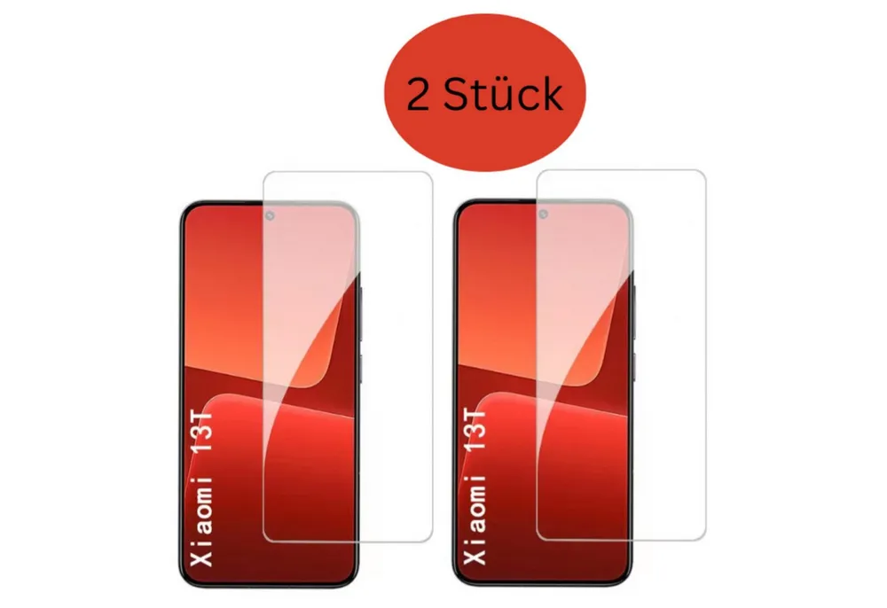 CLM-Tech Displayschutzglas 2x für Xiaomi 13T / Xiaomi 13T Pro, Panzerglas Folie - Anti-Fingerabdruck und kratzfest -, 2 Stück, Kristallklar