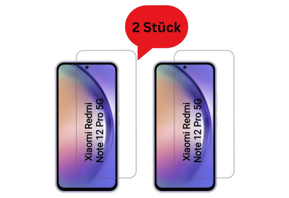 CLM-Tech Displayschutzglas 2x Schutzfolie für Xiaomi Redmi Note 12 Pro 5G - Panzerfolie für Xiaomi Redmi Note 12 Pro 5G, Xiaomi Redmi Note 12 Pro 5G Panzerglas Folie - Anti-Fingerabdruck und kratzfest -, 2 Stück, Unterstützt Fingerabdruck-ID, Kristallklar