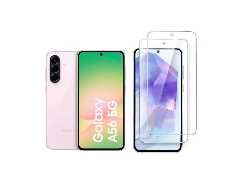 CLM-Tech Displayschutzglas 2x Schutzfolie für Samsung Galaxy A56 5G Panzerfolie kristallklar für Samsung Galaxy A56 5G, Panzerglas Folie - Anti-Fingerabdruck und kratzfest -, 2 Stück, Kristallklar