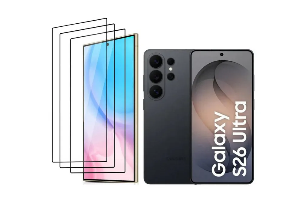 CLM-Tech Displayschutzglas 3X für Samsung Galaxy S26 Ultra, Panzerglas Folie - Blasenfreie Anbringung und kratzfest -, 3 Stück, Anti-Fingerabdruck