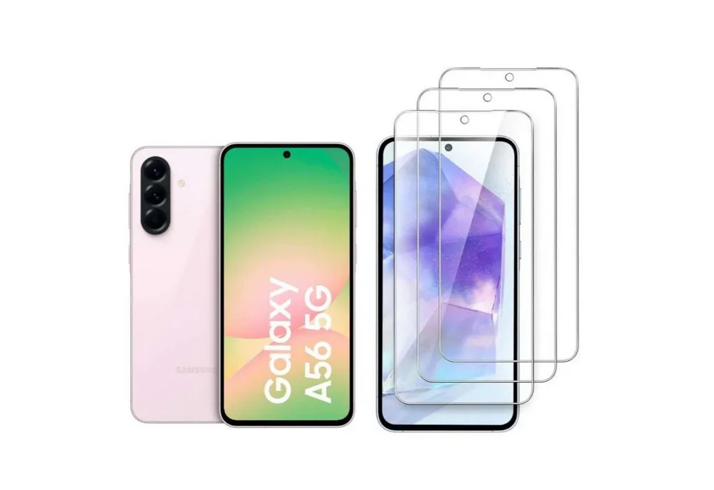 CLM-Tech Displayschutzglas 3x für Samsung Galaxy A56 5G, Panzerglas Folie - Anti-Fingerabdruck und kratzfest, 3 Stück, Kristallklar
