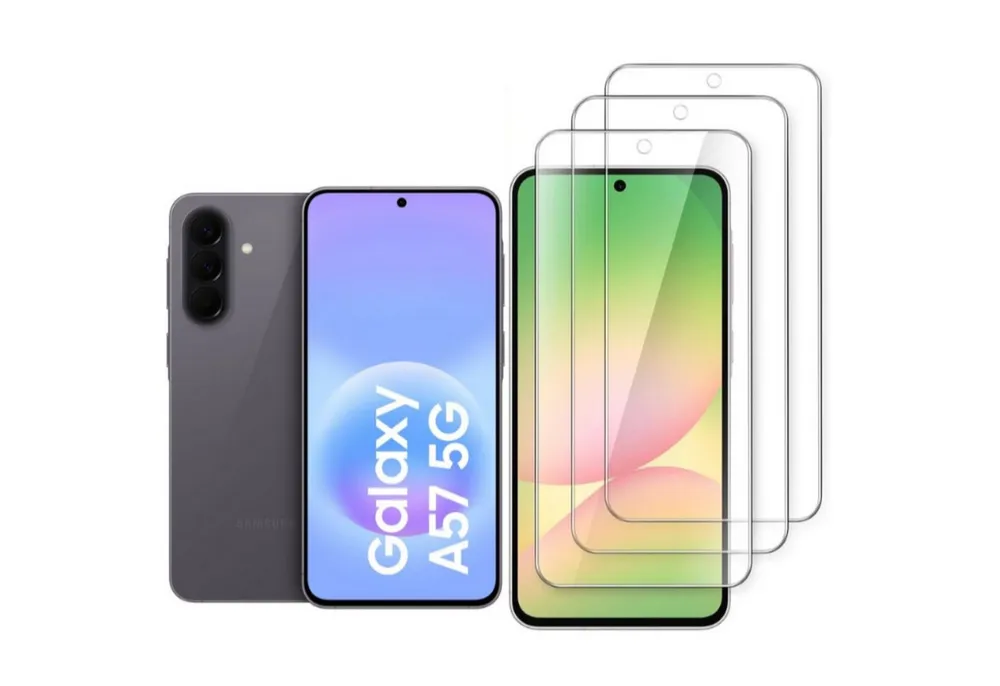 CLM-Tech Displayschutzglas 3X für Samsung Galaxy A57 5G, Panzerglas Folie - Blasenfreie Anbringung und kratzfest -, 3 Stück, Anti-Fingerabdruck