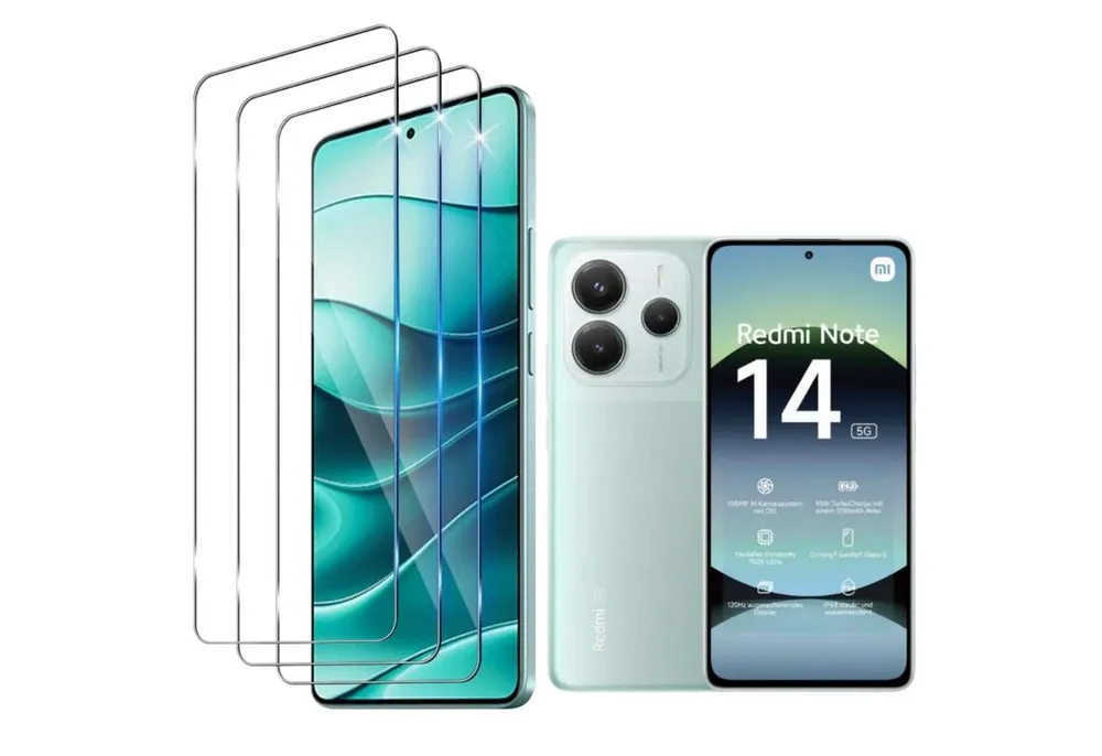 CLM-Tech Displayschutzglas 3x für Xiaomi Redmi Note 14 5G Panzerfolie kristallklar für Xiaomi Redmi Note 14 5G, Panzerglas Folie - Anti-Fingerabdruck und kratzfest -, 3 Stück, Kristallklar