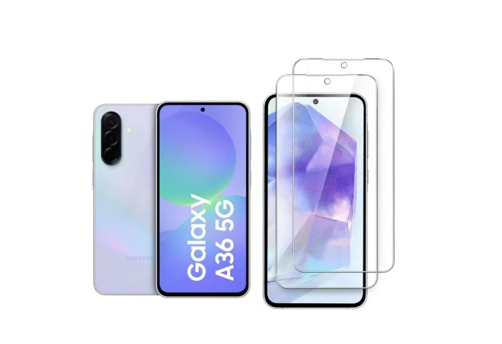 CLM-Tech Displayschutzglas für Samsung Galaxy A36 5G Panzerfolie kristallklar für Samsung Galaxy A36 5G, Panzerglas Folie - Anti-Fingerabdruck und kratzfest -, 2 Stück, Kristallklar