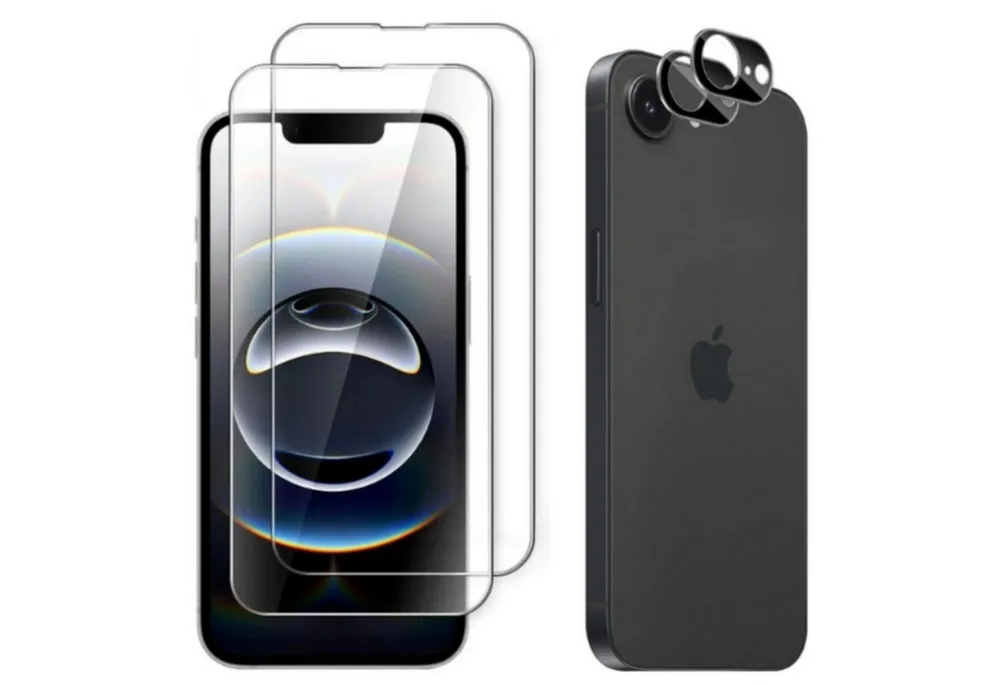 CLM-Tech Displayschutzglas und Kameraschutz für iPhone 17e, - Spar-Set (2x Display Panzerglas und 2x Kameraglas), 4 Stück, Anti-Fingerabdruck und blasenfreie Anbringung
