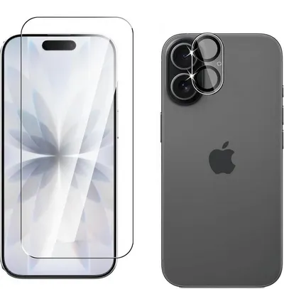 CLM-Tech Displayschutzglas und Kameraschutz für iPhone 17 6,1 Zoll, 2er Set Kameraglas Panzerglas 9H Härte Folie, 2 Stück, Anti-Fingerabdruck und blasenfreie Anbringung