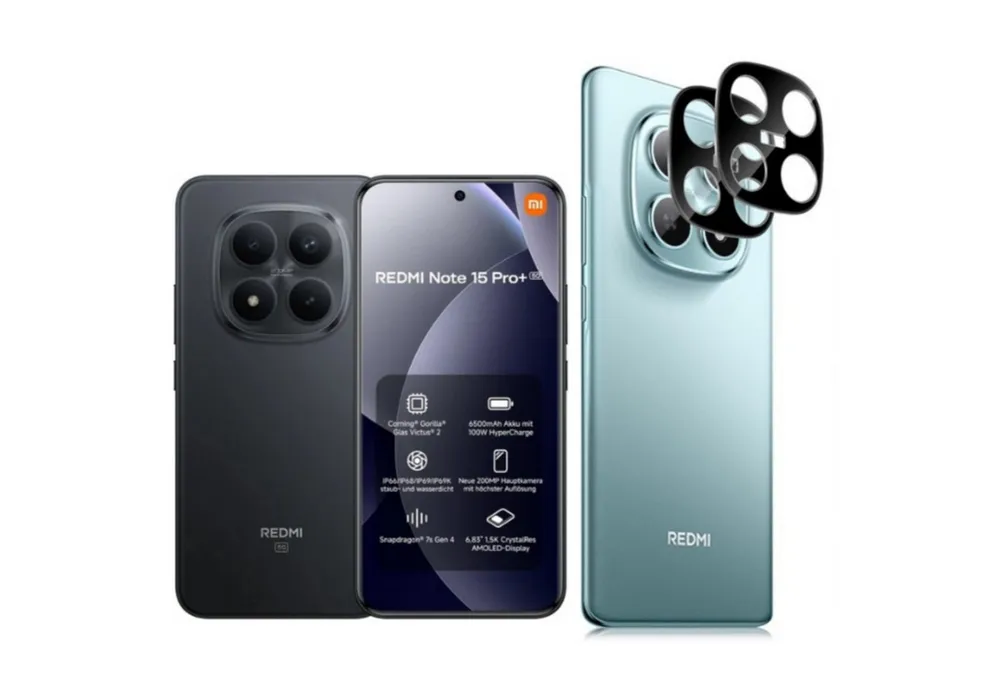 CLM-Tech Kameraschutzglas 2X für Xiaomi Redmi Note 15 Pro+ / 15 Pro Plus 5G, Linse 9H Glas - Folie kristallklar Panzerglas, 2 Stück, Kratzfest